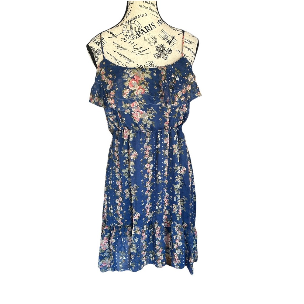 Women's Rue 21 Blue Floral High Low Sleeveless Dress Size M Fairycore
